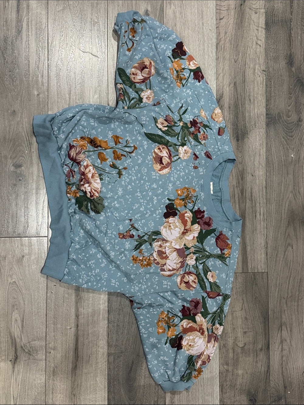 Pilcro Blue Floral Pullover Sweatshirt